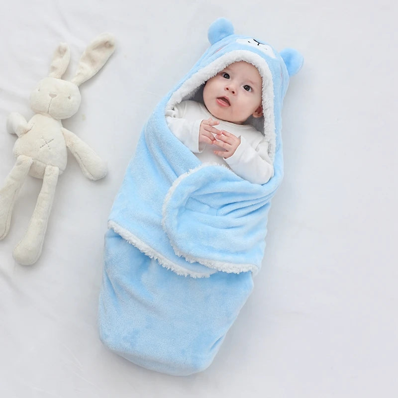 Warm Baby Sleeping Bag – Soft Flannel Wrap for Newborns (0-9M) – Cozy for Autumn & Winter