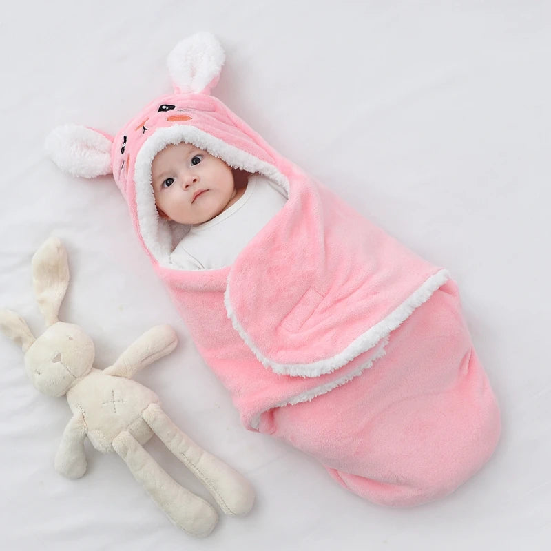 Warm Baby Sleeping Bag – Soft Flannel Wrap for Newborns (0-9M) – Cozy for Autumn & Winter