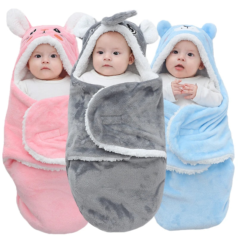Warm Baby Sleeping Bag – Soft Flannel Wrap for Newborns (0-9M) – Cozy for Autumn & Winter