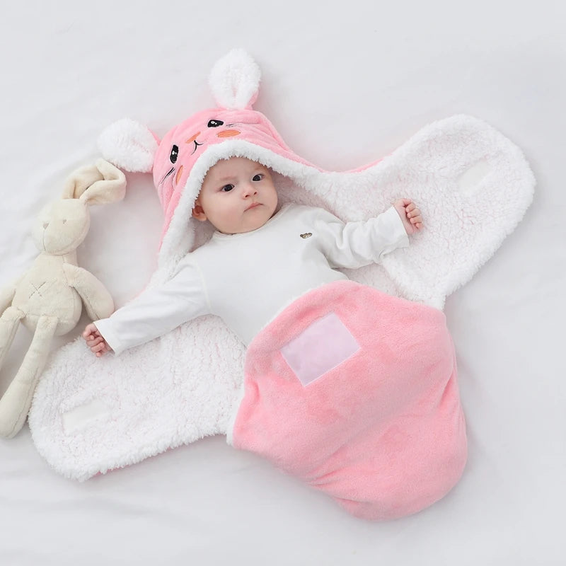 Warm Baby Sleeping Bag – Soft Flannel Wrap for Newborns (0-9M) – Cozy for Autumn & Winter