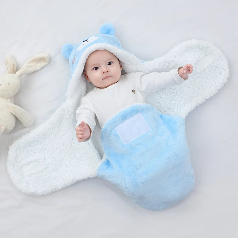 Warm Baby Sleeping Bag – Soft Flannel Wrap for Newborns (0-9M) – Cozy for Autumn & Winter