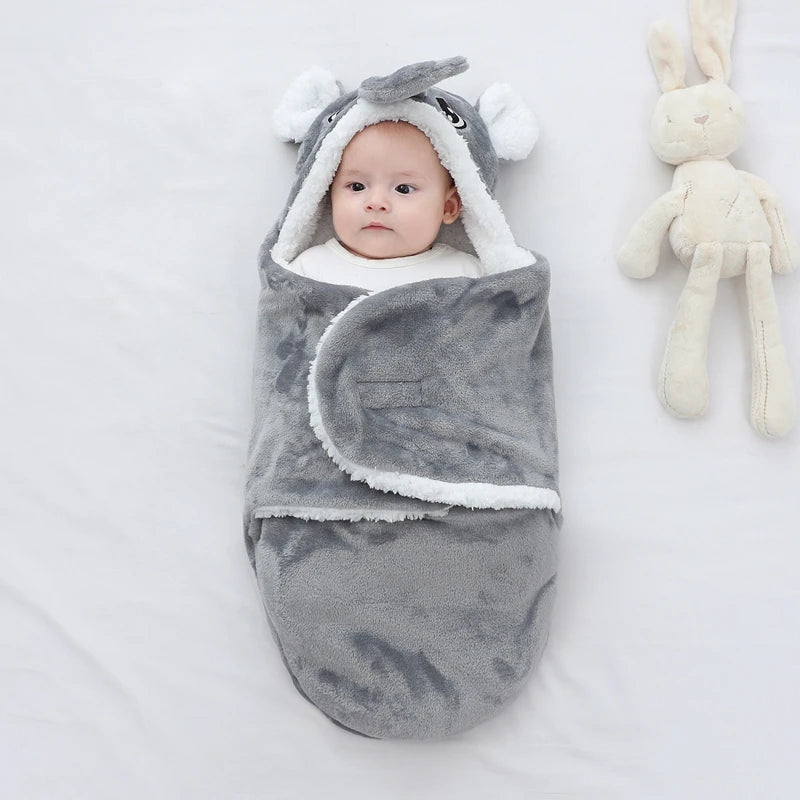 Warm Baby Sleeping Bag – Soft Flannel Wrap for Newborns (0-9M) – Cozy for Autumn & Winter